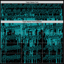 Load image into Gallery viewer, Custom Black Teal 3D Pattern Design Dripping Splatter Art Authentic Baseball Jersey