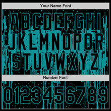 Load image into Gallery viewer, Custom Black Teal 3D Pattern Design Dripping Splatter Art Authentic Baseball Jersey