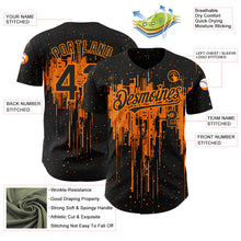 Load image into Gallery viewer, Custom Black Bay Orange 3D Pattern Design Dripping Splatter Art Authentic Baseball Jersey