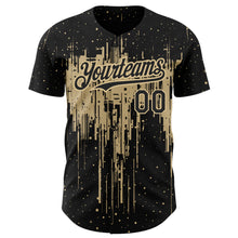 Load image into Gallery viewer, Custom Black Vegas Gold 3D Pattern Design Dripping Splatter Art Authentic Baseball Jersey