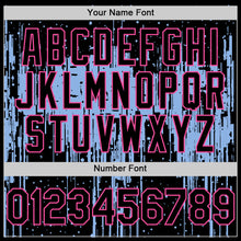 Load image into Gallery viewer, Custom Black Light Blue-Pink 3D Pattern Design Dripping Splatter Art Authentic Baseball Jersey