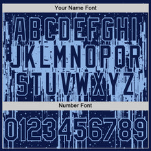 Load image into Gallery viewer, Custom Navy Light Blue 3D Pattern Design Dripping Splatter Art Authentic Baseball Jersey