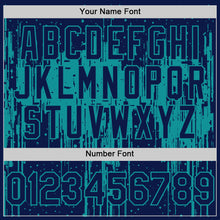 Load image into Gallery viewer, Custom Navy Teal 3D Pattern Design Dripping Splatter Art Authentic Baseball Jersey