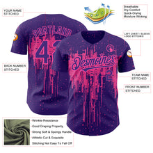 Load image into Gallery viewer, Custom Purple Pink 3D Pattern Design Dripping Splatter Art Authentic Baseball Jersey