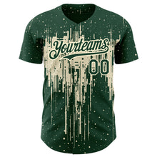 Load image into Gallery viewer, Custom Green Cream 3D Pattern Design Dripping Splatter Art Authentic Baseball Jersey