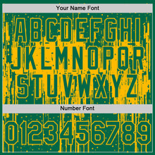 Load image into Gallery viewer, Custom Kelly Green Gold 3D Pattern Design Dripping Splatter Art Authentic Baseball Jersey