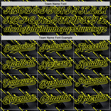 Load image into Gallery viewer, Custom Black Neon Yellow 3D Pattern Design Slant Lines Authentic Baseball Jersey