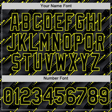 Load image into Gallery viewer, Custom Black Neon Yellow 3D Pattern Design Slant Lines Authentic Baseball Jersey