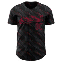 Load image into Gallery viewer, Custom Black Crimson 3D Pattern Design Slant Lines Authentic Baseball Jersey