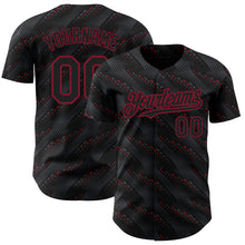 Load image into Gallery viewer, Custom Black Crimson 3D Pattern Design Slant Lines Authentic Baseball Jersey