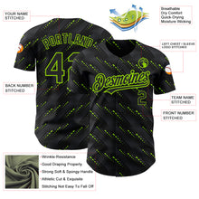 Load image into Gallery viewer, Custom Black Neon Green 3D Pattern Design Slant Lines Authentic Baseball Jersey