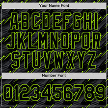 Load image into Gallery viewer, Custom Black Neon Green 3D Pattern Design Slant Lines Authentic Baseball Jersey