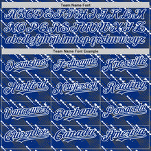 Load image into Gallery viewer, Custom Royal White 3D Pattern Design Slant Lines Authentic Baseball Jersey