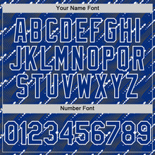 Load image into Gallery viewer, Custom Royal White 3D Pattern Design Slant Lines Authentic Baseball Jersey