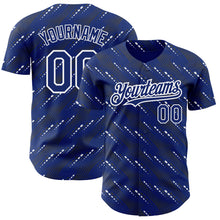 Load image into Gallery viewer, Custom Royal White 3D Pattern Design Slant Lines Authentic Baseball Jersey