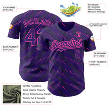 Load image into Gallery viewer, Custom Purple Pink 3D Pattern Design Slant Lines Authentic Baseball Jersey