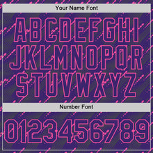 Load image into Gallery viewer, Custom Purple Pink 3D Pattern Design Slant Lines Authentic Baseball Jersey