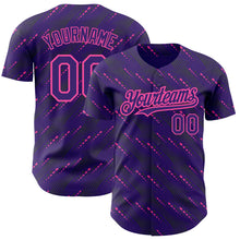 Load image into Gallery viewer, Custom Purple Pink 3D Pattern Design Slant Lines Authentic Baseball Jersey
