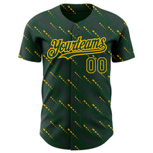 Load image into Gallery viewer, Custom Green Green-Gold 3D Pattern Design Slant Lines Authentic Baseball Jersey