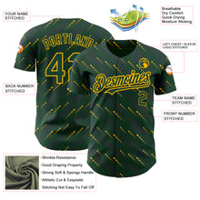 Load image into Gallery viewer, Custom Green Green-Gold 3D Pattern Design Slant Lines Authentic Baseball Jersey