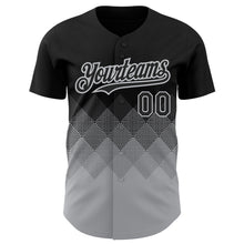 Load image into Gallery viewer, Custom Black Gray 3D Pattern Design Gradient Square Shapes Authentic Baseball Jersey