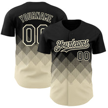 Load image into Gallery viewer, Custom Black Cream 3D Pattern Design Gradient Square Shapes Authentic Baseball Jersey