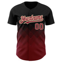 Load image into Gallery viewer, Custom Black Crimson-City Cream 3D Pattern Design Gradient Square Shapes Authentic Baseball Jersey