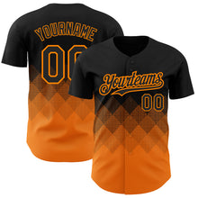 Load image into Gallery viewer, Custom Black Bay Orange 3D Pattern Design Gradient Square Shapes Authentic Baseball Jersey