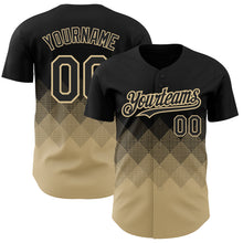 Load image into Gallery viewer, Custom Black Vegas Gold 3D Pattern Design Gradient Square Shapes Authentic Baseball Jersey