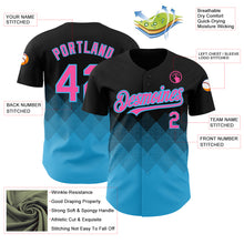 Load image into Gallery viewer, Custom Black Pink-Sky Blue 3D Pattern Design Gradient Square Shapes Authentic Baseball Jersey