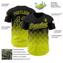 Load image into Gallery viewer, Custom Black Neon Yellow 3D Pattern Design Gradient Square Shapes Authentic Baseball Jersey