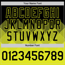Load image into Gallery viewer, Custom Black Neon Yellow 3D Pattern Design Gradient Square Shapes Authentic Baseball Jersey