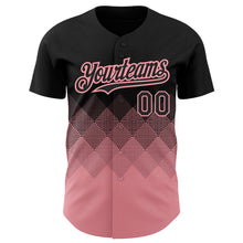 Load image into Gallery viewer, Custom Black Medium Pink 3D Pattern Design Gradient Square Shapes Authentic Baseball Jersey