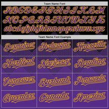 Load image into Gallery viewer, Custom Black Purple-Gold 3D Pattern Design Gradient Square Shapes Authentic Baseball Jersey