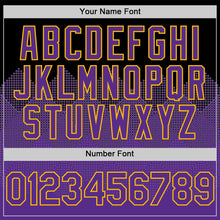 Load image into Gallery viewer, Custom Black Purple-Gold 3D Pattern Design Gradient Square Shapes Authentic Baseball Jersey