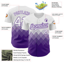 Load image into Gallery viewer, Custom White Purple 3D Pattern Design Gradient Square Shapes Authentic Baseball Jersey
