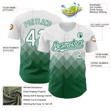 Load image into Gallery viewer, Custom White Kelly Green 3D Pattern Design Gradient Square Shapes Authentic Baseball Jersey