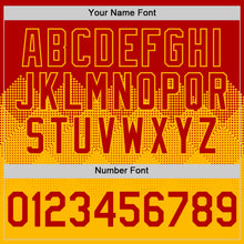 Load image into Gallery viewer, Custom Red Gold 3D Pattern Design Gradient Square Shapes Authentic Baseball Jersey