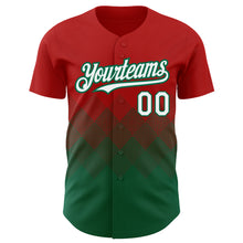 Load image into Gallery viewer, Custom Red White-Kelly Green 3D Pattern Design Gradient Square Shapes Authentic Baseball Jersey