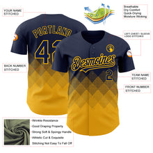 Load image into Gallery viewer, Custom Navy Gold 3D Pattern Design Gradient Square Shapes Authentic Baseball Jersey