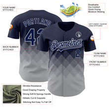 Load image into Gallery viewer, Custom Navy Gray 3D Pattern Design Gradient Square Shapes Authentic Baseball Jersey