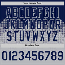 Load image into Gallery viewer, Custom Navy Gray 3D Pattern Design Gradient Square Shapes Authentic Baseball Jersey