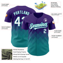Load image into Gallery viewer, Custom Purple White-Teal 3D Pattern Design Gradient Square Shapes Authentic Baseball Jersey