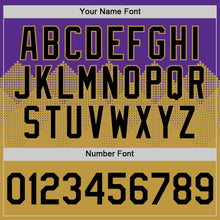 Load image into Gallery viewer, Custom Purple Black-Old Gold 3D Pattern Design Gradient Square Shapes Authentic Baseball Jersey