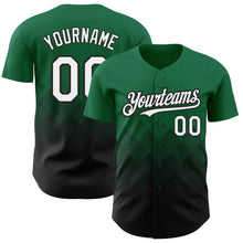 Load image into Gallery viewer, Custom Kelly Green White-Black 3D Pattern Design Gradient Square Shapes Authentic Baseball Jersey