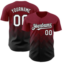 Load image into Gallery viewer, Custom Crimson White-Black 3D Pattern Design Gradient Square Shapes Authentic Baseball Jersey
