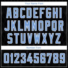 Load image into Gallery viewer, Custom Black Light Blue-White Geometric Shapes And Side Stripes Authentic City Edition Basketball Jersey