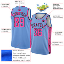 Load image into Gallery viewer, Custom Light Blue Pink-Black Side Panel Abstract Lines Authentic City Edition Basketball Jersey