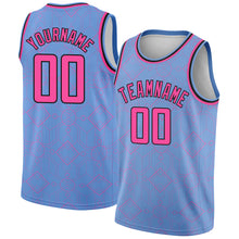 Load image into Gallery viewer, Custom Light Blue Pink-Black Geometric Shapes Authentic City Edition Basketball Jersey