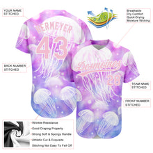 Load image into Gallery viewer, Custom Purple Light Pink-White 3D Pattern Design Jellyfish Authentic Baseball Jersey